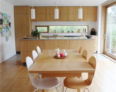 Contemporary Long Lasting Modular Wood Veneer Kitchen Cabinet
