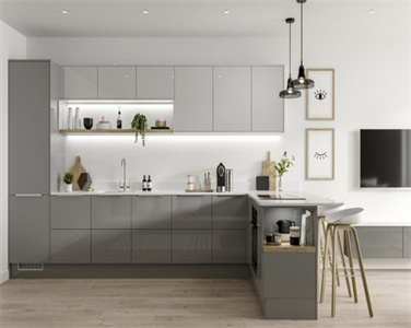 Apartment Minimalist Frameless Melamine Kitchen Cabinet