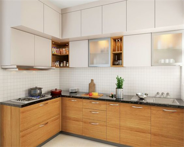 Simple Integrated Wood Grain Laminate Kitchen Cabinet