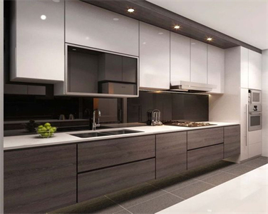 Contemporary Freestanding Wood Grain Melamine Kitchen Cabinet