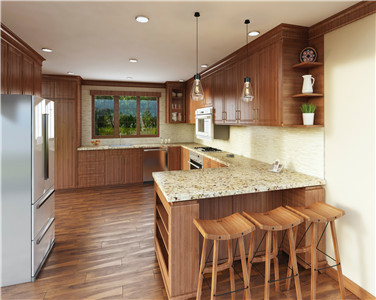 Pastoral U Shape Integrated Solid Wood Kitchen Cabinet